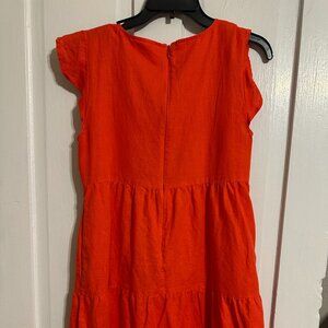 Goodthreads Women's Relaxed-Fit Washed Linen Blend Flutter-Sleeve Peasant Dress